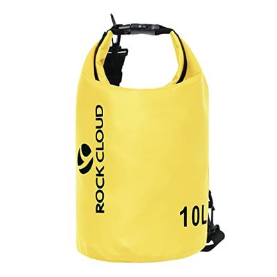 Rock Cloud ドライバッグ 防水バッグ ドラム型 防水ポーチ リュック 折りたたみ 軽量 5L 10L 20L 30L 40L アウトドア 海水浴 釣り ビーチ 水泳 登山 旅行用 (10L, イェロー)