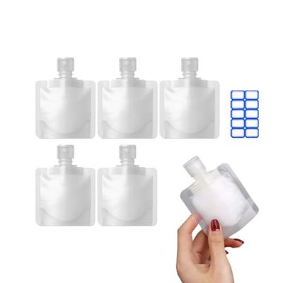 Mesanda トラベル液体個包装 パウチ容器 袋入り トラベルボトル 詰め替えボトル 小分けボトル 漏れ防止 使い回し 詰め替え容器 クリーム 化粧水 乳液 収納 シャンプーボトル 透明 密封性 5個セット 容量30ml 50ml 100ml 旅行用 出張用 10枚ラベルシール付き (30ml)のサムネイル