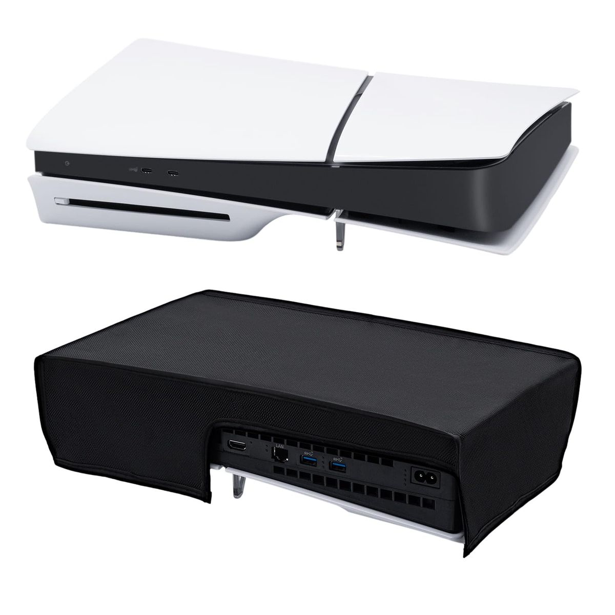 Mcbazel PS5 Slim 新型専用 カバー 横置き PS5コンソール保護カバー 横式 ホコリ防止 汚れ防止 脱着簡単 PS5通常版（UHD）とデジタル版適用 -ブラック