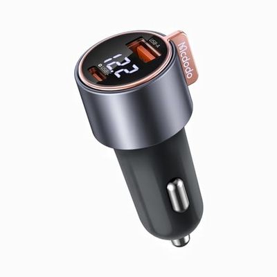 Mcdodo シガーソケット usb 75W急速充電 車 充電器 カーチャージャー タイプC 最大出力6A 電圧計 車 12～24V車対応 PD3.0 QC3.0 type-c しがーソケット デジタル表示 コンパクト 出っ張らない iPhone 15/14/13 Galaxy Android スマートフォン ノートPC タブレット 各種対