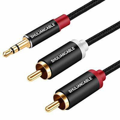 SHULIANCABLE 3.5mm to 2RCA 変換 ステレオオーディオケーブル， オス to 2 オス RCA ケーブル Y スプリッタ設計 スマホ タブレット TV 等に対応 (0.5M)