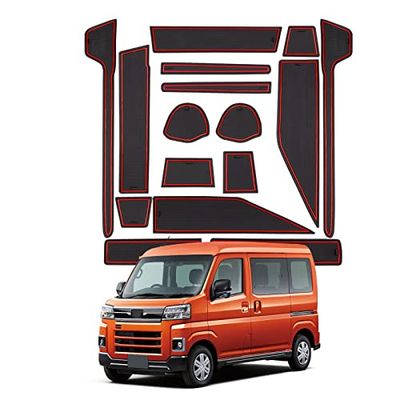 楽天ダイコク屋本店楽天市場店SHAOHAO 新型 ダイハツ アトレー 6代目 700系 2022 車 インテリアバー ドアポケットマット ゴムマット S700V/S710V/S700W/S700W コンソールマット ダイハツ ハイゼットカーゴ s700v 11代目 700系 ドレスアップパーツ 内装パーツ 2021 15枚 レッド