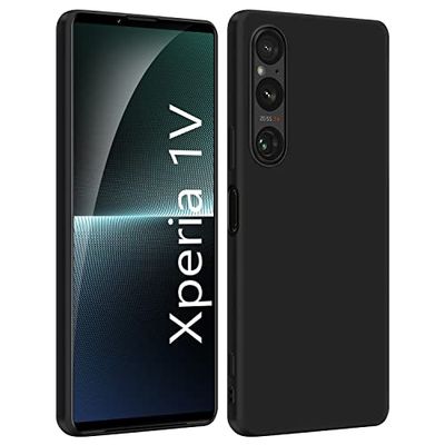 Xeokone Xperia 1 V ケース マットブラック 米軍MIL規格 耐衝撃『5Gモデル SO-51D/SOG10 対応』〔薄型 軽量 擦り傷防止 落下防止 滑り止め〕［柔軟性 TPU素材］［指紋防止 防塵 耐久 携帯便利］Xperia1 V ケース 黒い