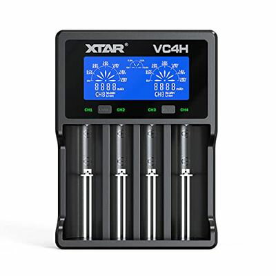 XTAR VC4H リチウム充電器 電池充電器 3.6V/3.7Vリチウムイオン電池 10400～32650 保護回路付21700電池対応 1.2V ニッケル水素電池/ニカド電池対応 AAAA/AAA/AA/A/SC/C Type-C入力 バッテリー活性化機能 Li-ion Ni-MH Ni-Cd IMR INR ICR