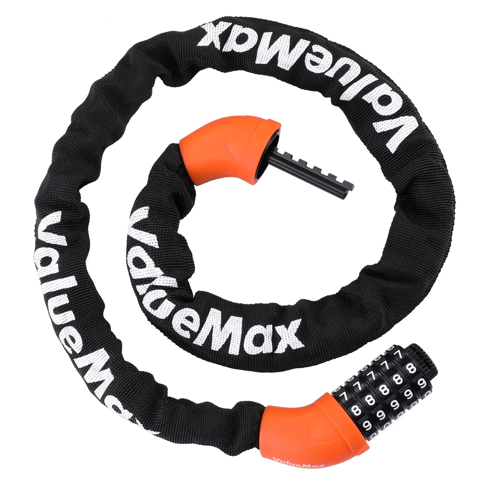 ValueMax チェーンロック バイクロック 自転車ロック 自転車鍵 ダイヤルロック 5桁ダイヤル式 6mm 亜鉛合金強化 パスワード自由設定 盗難防止 約100cm