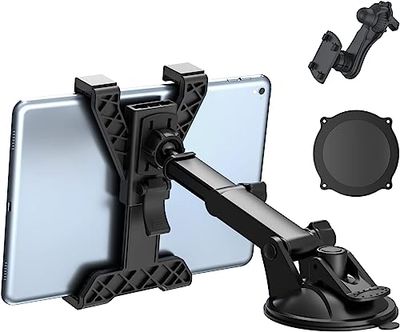 XWXELEC タブレットホルダー 車載 ipadスタンド 360°回転機能 6-10.5インチのタブレットやスマホに適用 タブレットスタンド (C-Black)