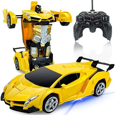 商品情報商品の説明主な仕様 『ロボットに変換できる』このおもちゃはRCカーだけでなく、多機能ロボットおもちゃでもあります。40mHz赤外線リモコンを操作して、1つのボタンでラジコンカーはロボットに変身できます！小回りも効きますので、室内で遊ぶには最適です。（推奨年齢：6歳以上）br『360°回転＆自動モード』リモコンの「DEMO」ボタンを押すと、車がロボットに変身したり戻ったり、ぐるぐると360°回ったりします。素敵性能が子供の注意力を引きます。br『取り扱い簡単』子供向けのラジコンカー、車本体の底とリモコンに単三電池（別売り）を入れ、スイッチをonにすれば起動できます。子供が車をコントロールしながら、好奇心を刺激し、ラジコンおもちゃに興味が湧いてきます。スマホをいじる、テレビにハマる時間を減らすことができます。br『プレゼントにぴったり』面白いラジコンカー、誕生日プレゼント、クリスマスプレゼント、子供へのご褒美、子供の日などのお祝いの贈り物としておすすめします。イエロー、ブルー、レッド、ピンク、パープル（詳細はTongS-JPストアーフロントへ）5色もあり、兄弟で一緒に遊ぼう！br商品内容：ラジコンカー×1、リモコン×1、英語説明書×1（海外輸入品のため、運送途中による破損が発生する場合があります。プレゼントをする前にチェックしてくださいね！破損が生じた場合、返品・商品交換をお申し込んでください。またはカスタマーサービス・出品者メッセージへご連絡くださいね！）