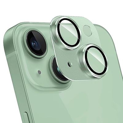 Tobecool For iPhone 15 / iPhone 15 Plus 用 カメラフィルム アルミ合金製 カメラ保護カバー アイフォン15 /アイフォン15 プラス カメラ保護フィルム 耐衝撃 露出オーバー防止 アルミ合金 カメラカバー (グリーン)