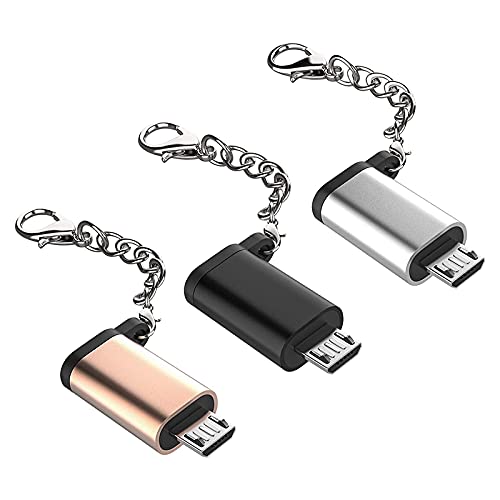 Zorte 【3個セット】USB Type C to Micro USB 変換アダプター 充電 データ転送 タイプC マイクロ USB 変換アダプタ アルミニウム合金 紛失防止 USB-C 変換コネクタMicro USB端末対応