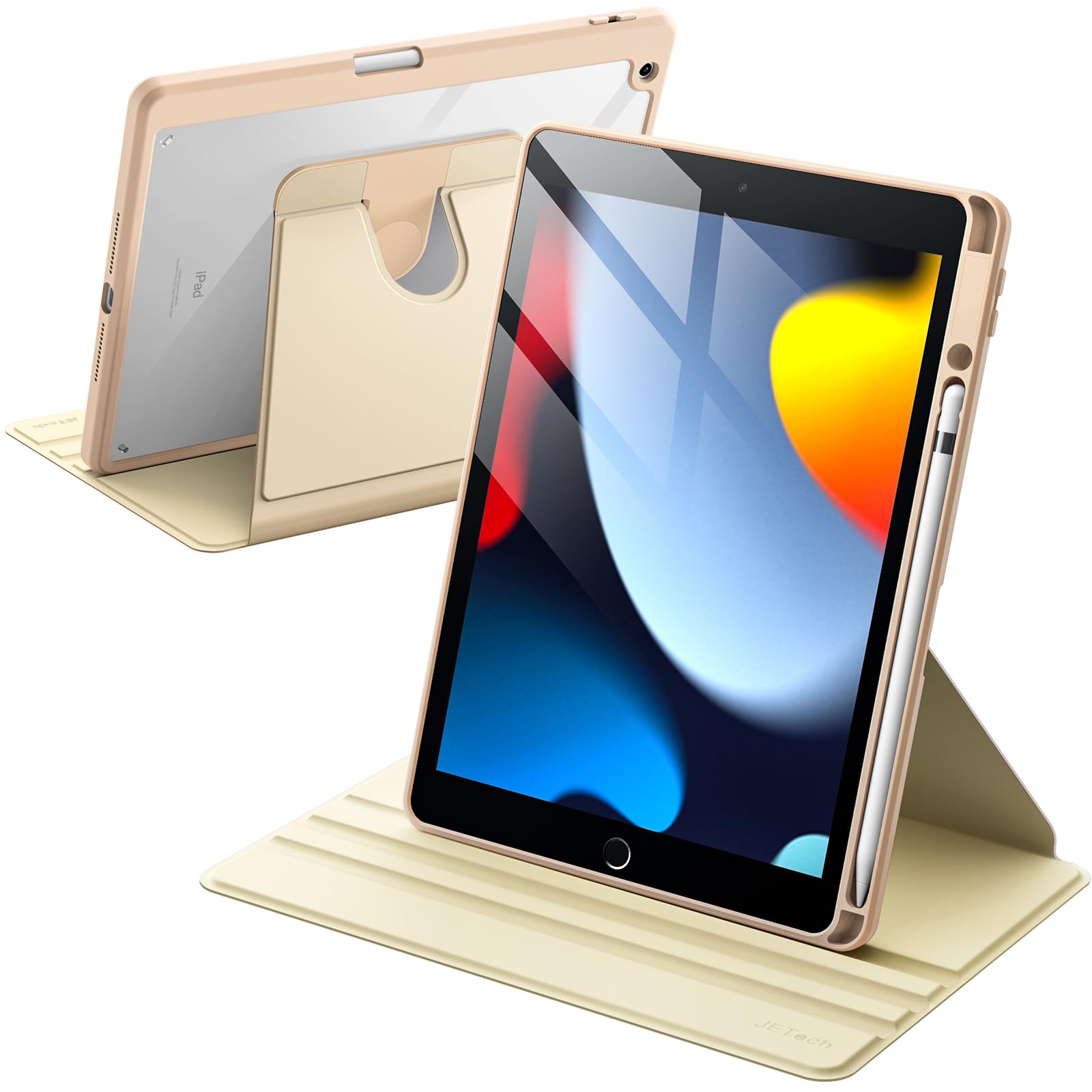 JEDirect ]P[X iPad 9/8/7 (10.2C`A2021/2020/2019fA9/8/7p) Pencilz_[t 360ی X^hJo[ NAobN EFCN/X[v (S[h)