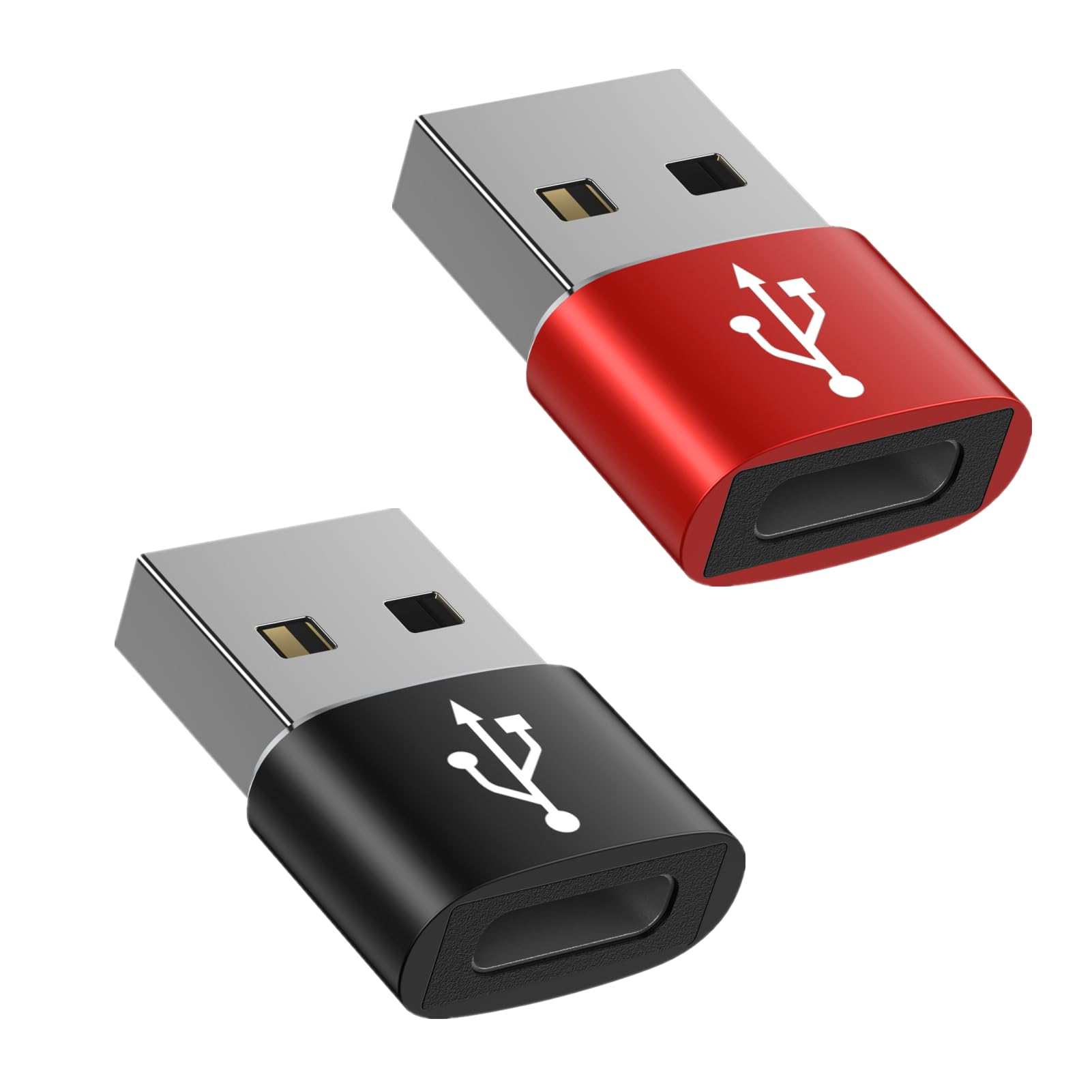 USB Type-C 変換アダプタ USB タイプC （メス） To USB 2.0（オス） 変換 [ QC3.0 急速充電・高速データ転送同期] Windows 10 / Mac OS MacBook iPad Pro iPhone 13/12/11 Pro Maxなどに対応 (2個セット・ レッド+ブラック)