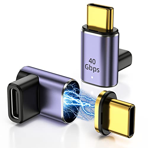 USB C磁気アダプタ（2個セット）24ピン直角USB C 90度アダプタ、PD 100W USB4 40Gbps 8K 60Hzビデオ、Thunderbolt 4 MacBook Pro/Air、Steam Deck、Switch、VR、およびより多くのC類デバイスに適用