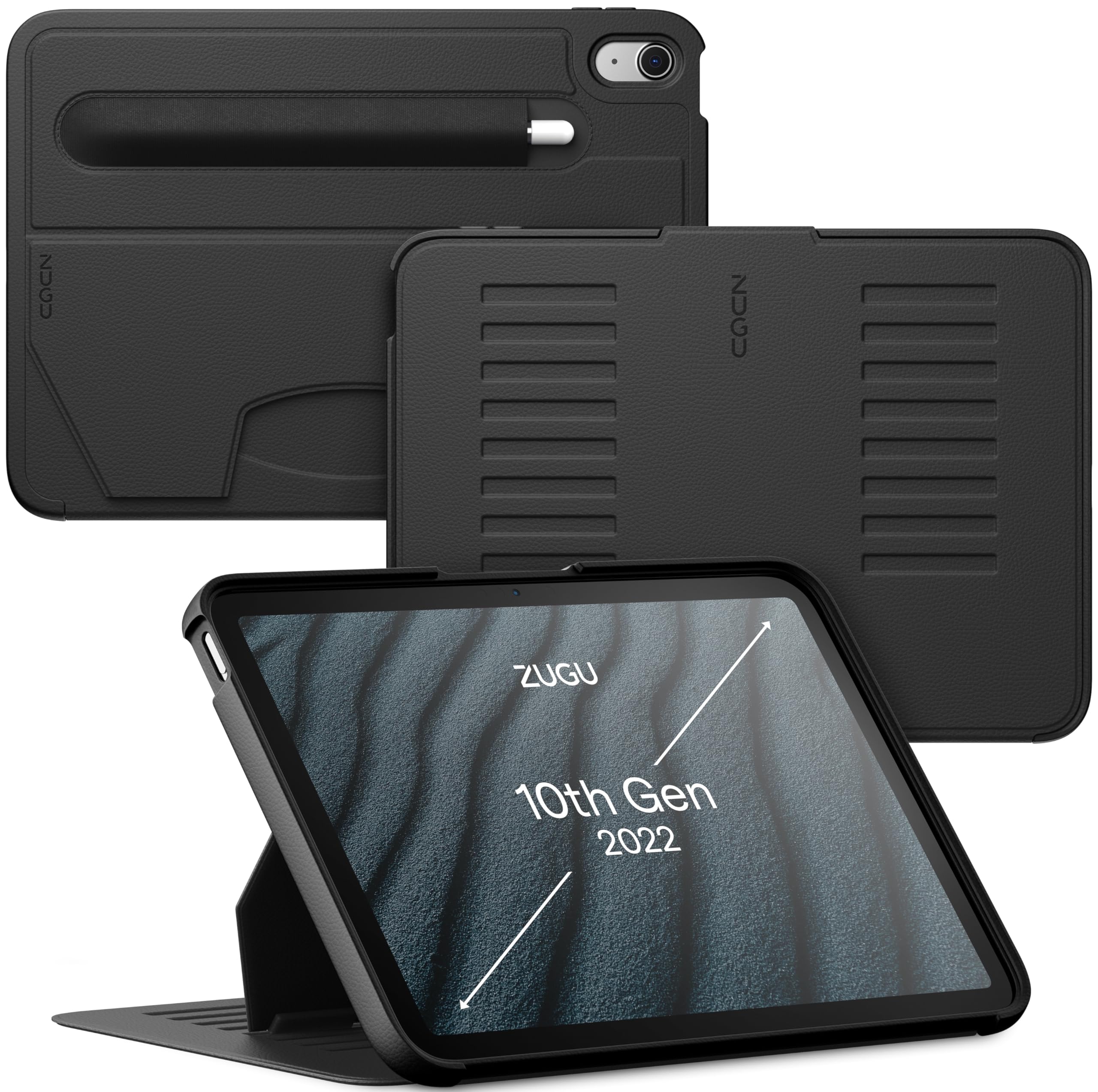 ZUGU iPad 10 P[X (2022) 10.9C` ɔ Ռی 8iK X^h @\ I[gX[v yz_[ X}[gJo[ (iPad 10 P[X, ubN)