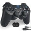 ANKDELL PS3 コントローラー 【2024新版】 Bluetooth ワイヤレス ゲームパッド usbケーブル DUALSHOCK3 用 ワイヤレスコントローラー 振動機能 充電式コントローラー アシストキャップ 2枚付き (ブラック)