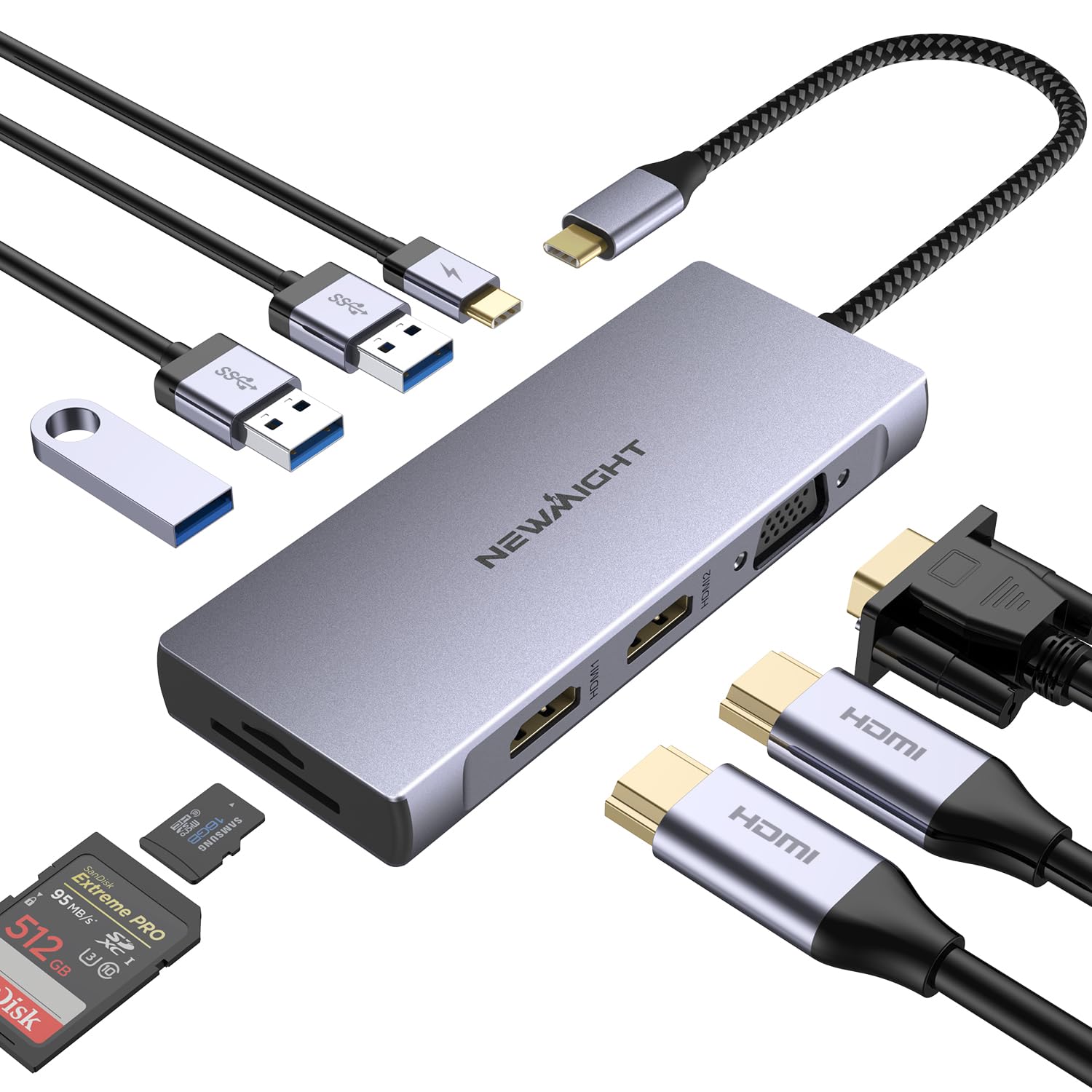 hbLOXe[Vhdmi 2 Dual Display USB C nu Dock 9-in-1 MST fA 4K HDMI g v fBXvC 2 HDMI*2AUSB 3.0*3AVGAAUSB-C PD100W }[dASDTFJ[h[_[MacBook Pro/AirȂǑΉ