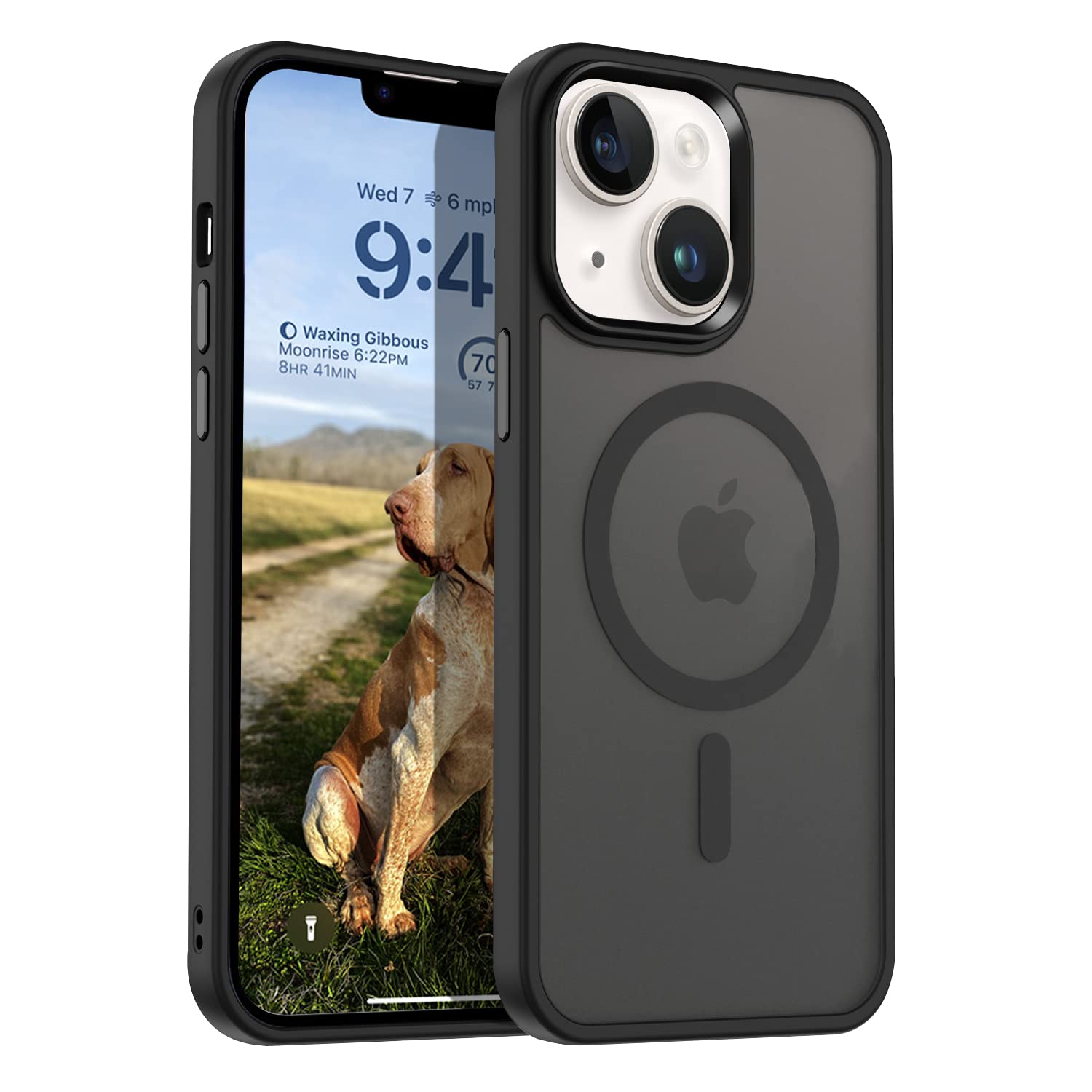 【Magsafe対応】JXCXSON iPhone13ケース iPhone14 ケース マグネット搭載 耐衝撃 半透明 ワイヤレス充電 黄変防止 全面保護 ストラップホール付き アイフォン 14 スマホケース マグセーフ カバー (ブラック)