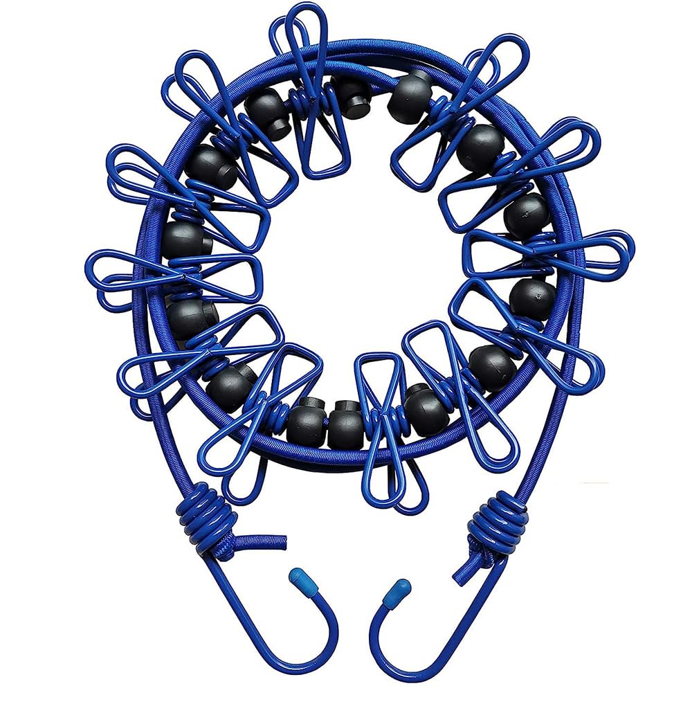Winuin 物干し 洗濯ロープ 旅行 12個クリップ付き キャンプ用 防風 弾力 伸縮 携帯便利 室内 屋外 梅雨..