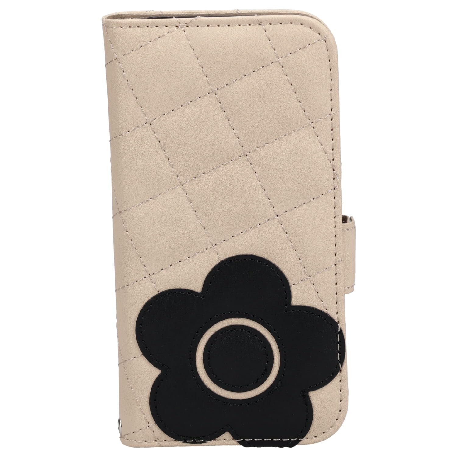 マリークヮント スマホショルダー レディース MARY QUANT マリークヮント iPhone 15 14 ケース スマホ 携帯 レディース スタンド PU QUILT LEATHER BOOK TYPE CASE アイボリー/ブラック