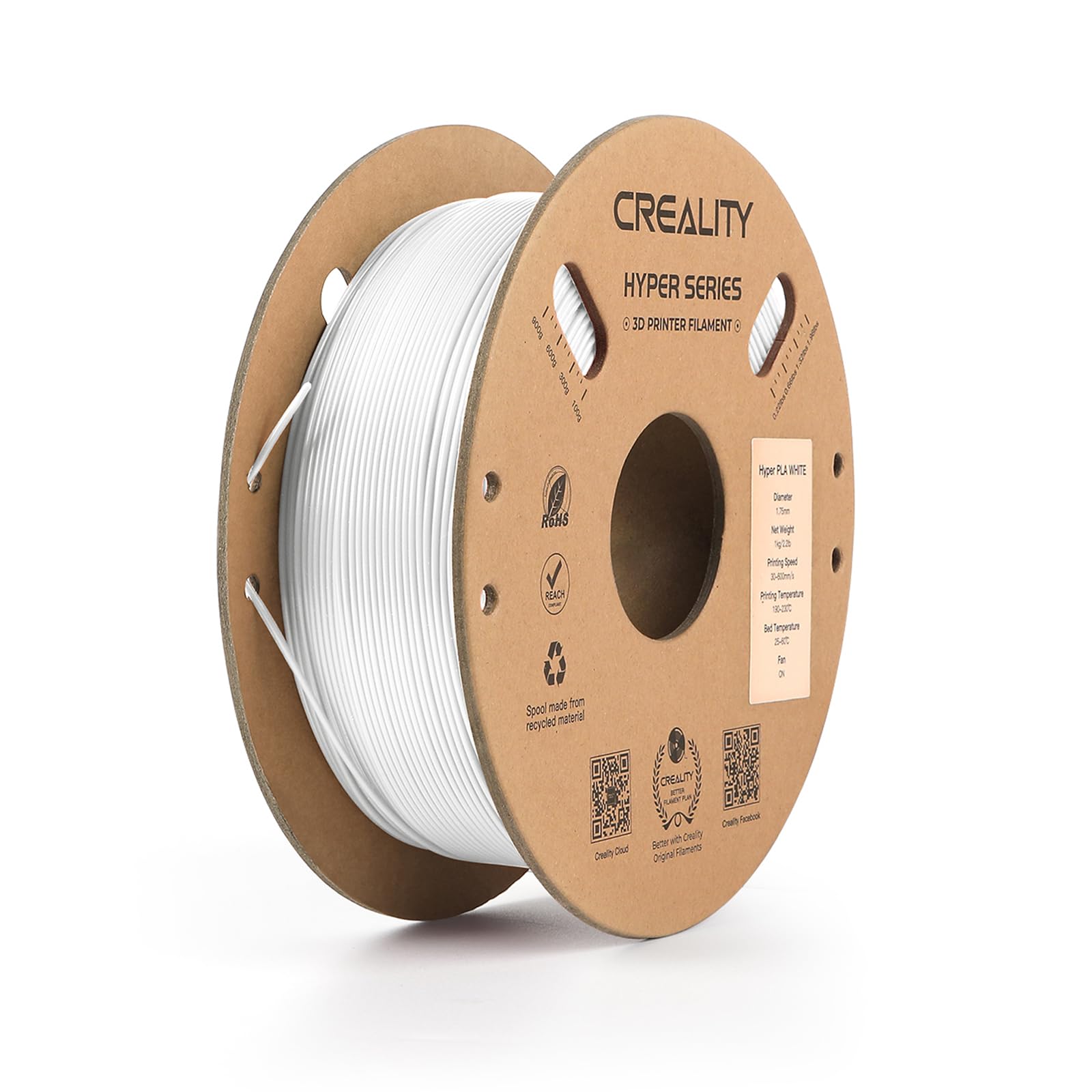 Creality Hyper PLAフィラメント 高速 1.75mm 1KG 高速印刷 専門フィラメント 印刷速度30-600mm/sサポート 3Dプリンター フィラメント PLA 分解性 環境に優しい FDM 3Dプリンター用フィラメント Ender-3フィラメント