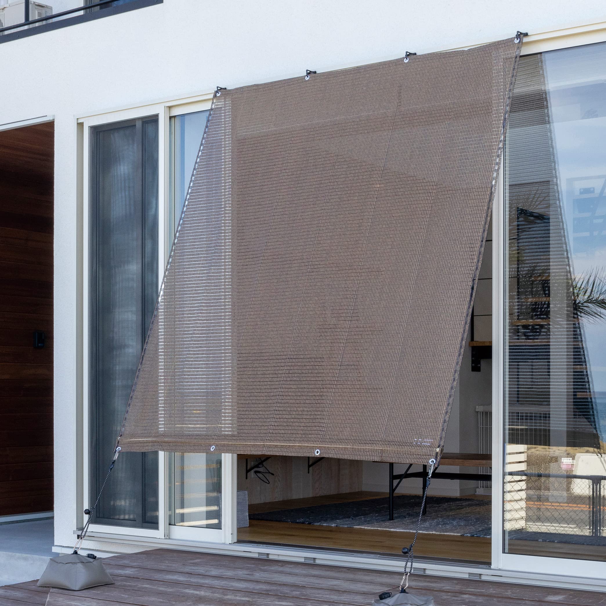 タカショー 日よけ クールシェード エアー モカ 1.8×2m ポリエチレン CLS 従来品の1.4倍の通気性 UVカット シェード サンシェード オーニング ベランダ 目隠し CLS-20MA