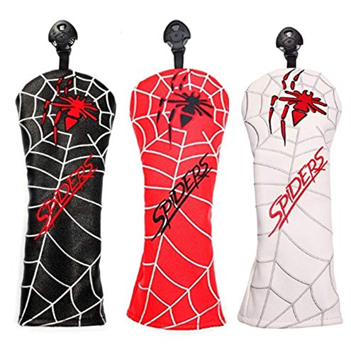 ゴルフヘッドカバー ドライバー用カバー ウッド FW用カバー ユーティリティUT用カバー 変換ダグ付き spiders スパイダー 単品 (ウッド FW用 赤)