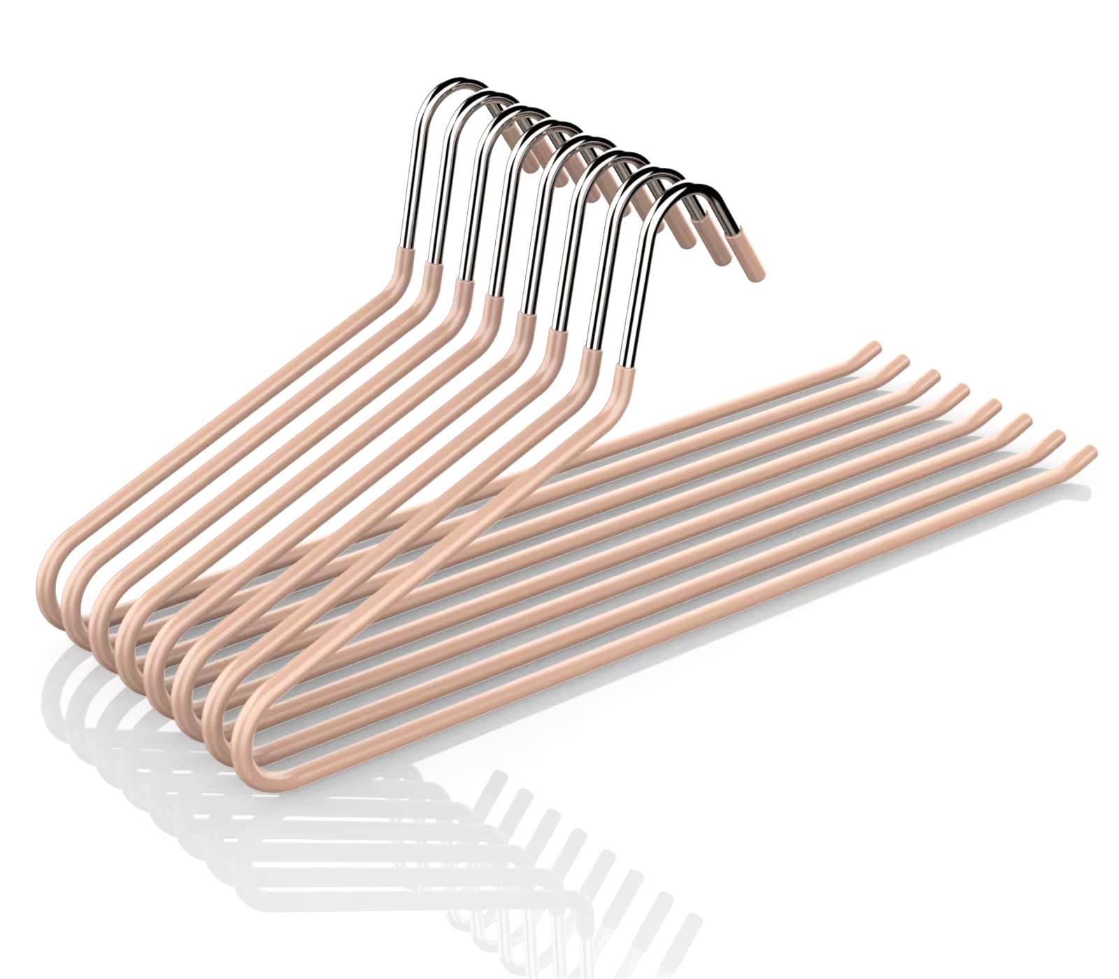 CLEKOD ズボンハンガー すべらない スラックス用 シングルパンツ 跡がつかない デニム適用 ロングスカート用ハンガー 省スペース 頑丈 (レッド, 8個)