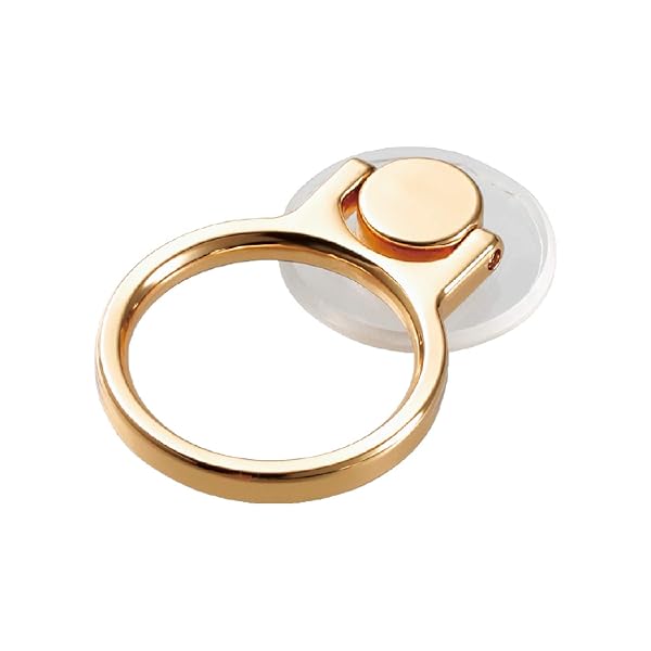 スマホリング ホールドリング 360度回転 落下防止/スタンド機能 [クリアタイプ] ゴールド P-STRBCRGD