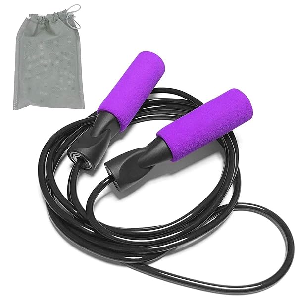 なわとび トレーニング用 フィットネス 消費カロリー 縄跳び 大人用 子供用 ジュニア用 長さ調節可 FC1801 (わ- パープル)のサムネイル