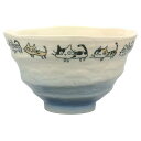 美濃焼 軽量 飯碗 茶碗 約12cm ドラネコ 青 132-1023