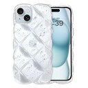 iPhone15 ケース クリア ウェーブ 菱形バック いphone 15 透明 うねうね スマホケース TPU キラキラ 菱形 凸凹 アルミ箔シルバー 可愛い...