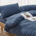 掛け布団カバー セミダブル 洗いざらし 単品売り シワ加工 ピーチスキン しっとり 水洗い 柔らかい 肌に優しい 吸水速乾 丸洗いOK 洗える 無地 シンプル オールシーズン布団カバー 掛ふとんカバー 寝具カバー(170X210cm ネイビー)(3)