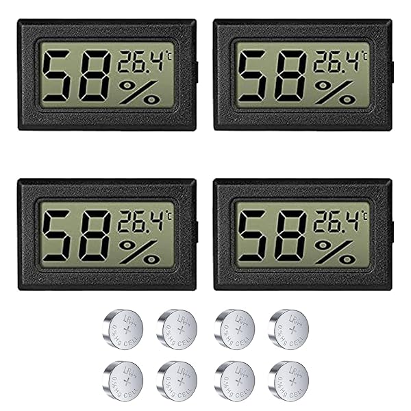 LCD温度湿度計 デジタル 温度計 エンベデッドミニ湿度計 デジタル温湿度計 屋内部屋温度メーター-50℃〜70℃、温度計 室内 家庭・オフィス・ワインセラー・繁殖地・水族館・家禽インキュベーター用【黒・4個】