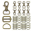 ナスカン 7個 Dカン 14個 リュックカン レバーナスカン移動カン 14個 レザー金具 ハンドメイド バックル (内径20mm, アンティークゴールド)