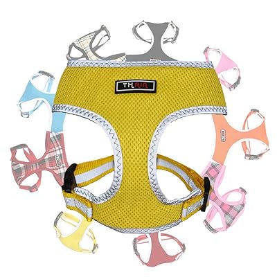 犬 ハーネス 小型犬 胴輪 小型犬 猫 ハーネス ベストハーネス 犬 ペット用品 3M反射材料 訓練 ナイロン製 小型犬に向け 通気性 調節可能 (S, イエロー反射)