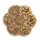 半円パール 3100粒 半球パール ABS パールストーン パールスカボション 2/3/4/5/6/8/10Mm 光沢 半球型 ネイルアート 衣類 携帯電話 手作りアクセサリーパーツ DIY ハンドメイド素材 手作り用品 収納ケース付き ゴールド