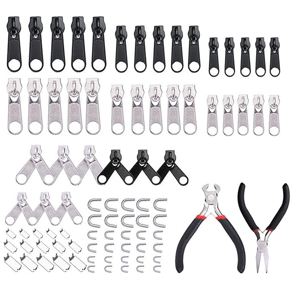 ジッパー ファスナー修理キット 修理用ペンチ2個付き 縫製 交換用 DIY ジッパー ファスナー引っ張り 多機能ジッパーヘッド 財布裁縫/手作り/服装/荷物/手...