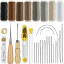 レザークラフト 革工具セット 裁縫工具 皮革工具 針 手作り 革用 レザー 紐 綿糸 手縫い 工具 DIY 縫製キット ザーツールセット (29個セット)