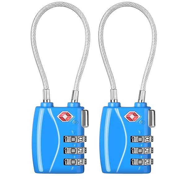 TSAロック 南京錠 旅行 ダイヤル式 ワイヤーロック 暗証番号 荷物、スーツケース、バックパック用