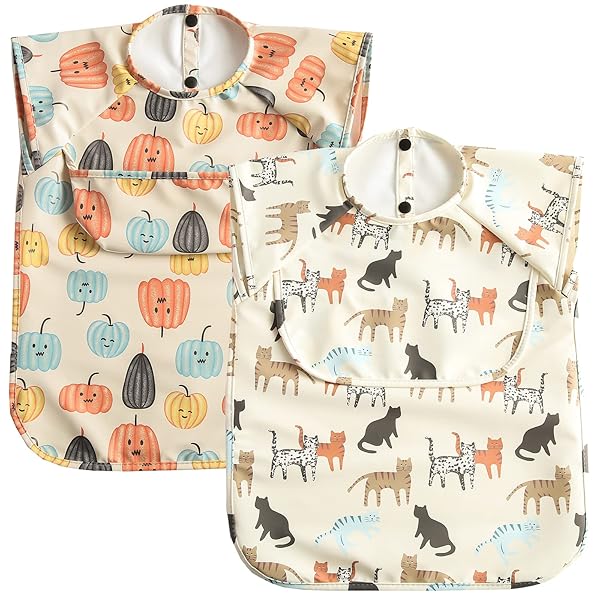 お食事エプロン ベビー 離乳食エプロン 2枚セット 袖なし 食事用エプロン ノースリーブ 防水 お食事スタイ 洗える 幼児 赤ちゃん 1歳 2歳 3歳 4歳 5歳 エプロン スモック 子供 キッズ 保育園 幼稚園用