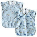 お食事エプロン 防水 洗える 袖なし ベビー 食事用エプロン 2枚セット 離乳食エプロン 食事スタイ 幼児 赤ちゃん エプロン スモック 子供 保育園 入園準備...