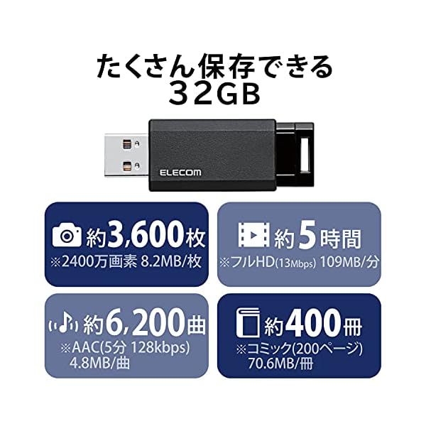 エレコム(ELECOM) MF-MSU2B16GWH(ホワイト) MF-MSU2BWHシリーズ USB2.0メモリ 16GB