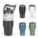 タンブラー ストロー付き 600ml コーヒー 水筒 魔法瓶 保温保冷 取っ手付ケトル 真空断熱 二重構造 広口 大容量 直飲み 漏れない ホームオフィス アウトドア 女の子 男の子 ブラック