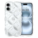 iPhone16 ケース クリア ウェーブ 菱形バック いphone 16 透明 うねうね ケース TPU キラキラ 菱形 凸凹 アルミ箔シルバー 可愛い 韓国...