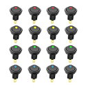 16 pcs ミニ車のボート19mm LEDインジケータのロッカースイッチ、ボタン ミニ丸い イッチ、ブルーレッドグリーンイエロー DC 12V 20A 3ピンオン - オフ、 SPST適合追加電子機器用(4)