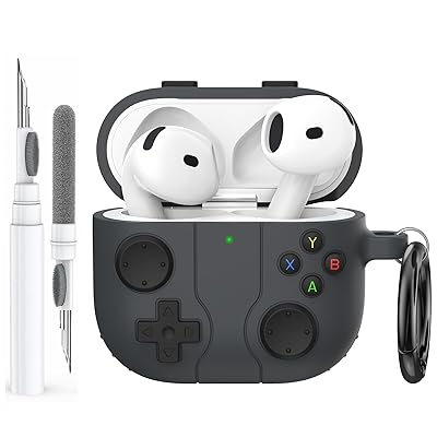 AirPods 4 ケースカバー クリーニングキット付き レトロな携帯ゲーム機デザイン AirPods第4世代ケース ソフトシリコン保護カバースキン Apple...