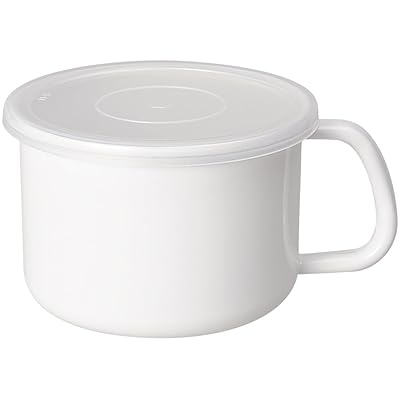 保存容器 ホーロー 耐熱 持ち手付きストッカー 丸形ラウンド Lサイズ シール蓋付 中身が見える ホワイトシリーズ 日本製 MS-14M