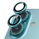 カメラフィルム iPhone 16/16 Plus用 カメラカバー 9H強化ガラス アルミ合金 アイフォン16/16Plus用 カメラ保護 キズ防止 耐衝撃 高透過率 黒縁取り 露出オーバー防止 極薄 レンズカバー プロテクター グリーン(2)