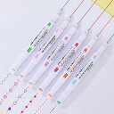 カーブペン 水性ペン 蛍光ペン ローラースタンプペン 花柄/ハート/点線/波線 速乾 耐久 手帳 日記 筆記用具 贈り物(6色、6種類)