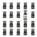 差し込みバックル 20mm幅 20個入り サイドリリースバックル 紐 留め具 リュック部品 背中 プラスチックパーツ ベルトパーツ テープ用 首輪犬用 戸外 山登りケーブル用 (20mm)