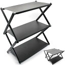 キャンプ テーブル キャンプラック 2way 折り畳み アウトドア 卓上 収納ラック キャンプ ローテーブル ミニテーブル 3段 組み立て簡単 アルミ合金 小物置き 耐熱 耐荷重30kg 収納袋付き (アルミニウム-3段)(4)